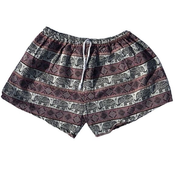 🔥4/$25 Women’s Elephant Print Striped Shorts Size Small - Picture 1 of 4
